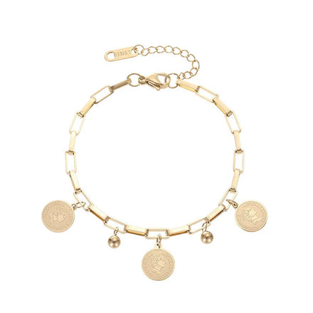 Wholesale Gold Stainless Steel Chain Bracelet Heart Shaped Shell Pendant Bracelet