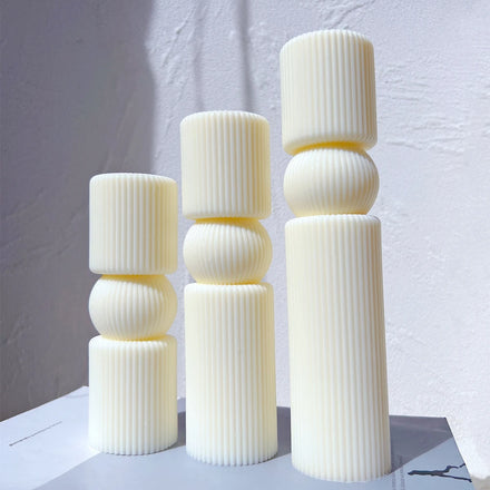 6 Designs Cylindrical Template Silicone Molds Geometric Abstract Decorative Striped Soy Wax Mold Twist Ribbed Pillar Candle Mold