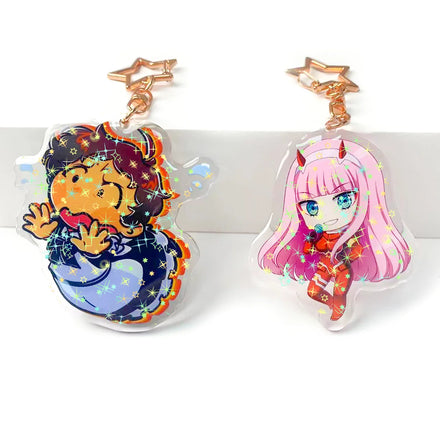 One Piece Custom Cute Anime Cartoon Design Holographic Girl Acrylic Keychain Custom Epoxy Acrylic Luxury Keychain