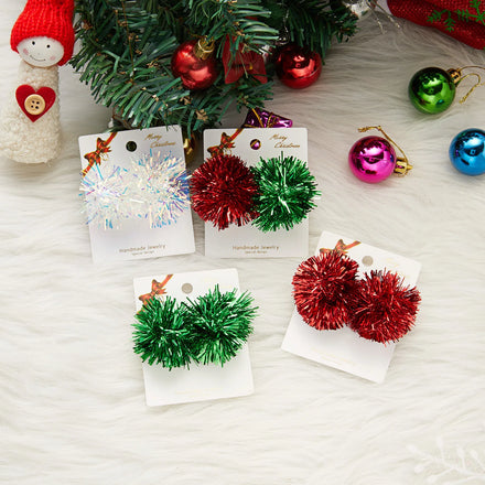 Christmas Earrings for Women Xmas Bow Wreath Earrings Long Tassel Navidad Tree Festive Gifts for Girls Holiday Accessory