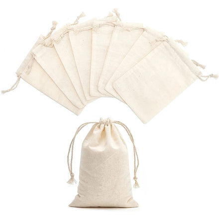 Muslin Cotton Drawstring Bag Bulk Custom Logo Printed Muslin Pouch Bag
