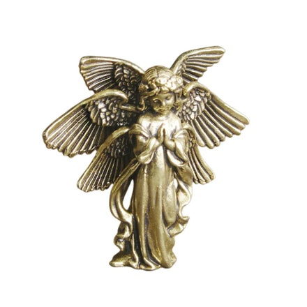 Custom Brass Six-feathered Angel Small Ornament Classical Vintage Desktop Decorative Sculpture Art Collectible