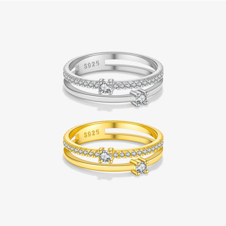 FUAMAY Double Line Eternity Ring 2 Gram Gold Classic Style 925 Silver Anillo De Plata for Weddings Parties Wholesale Price