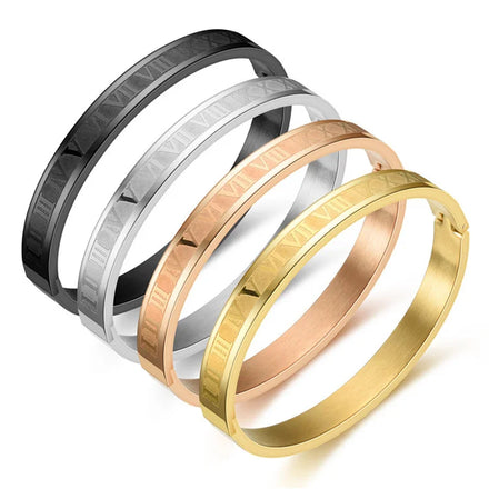 Wholesale New Simple Korean 316 L Stainless Steel Fashion Beautiful Customizable Phrase Roman Number Digital Couple Bracelet