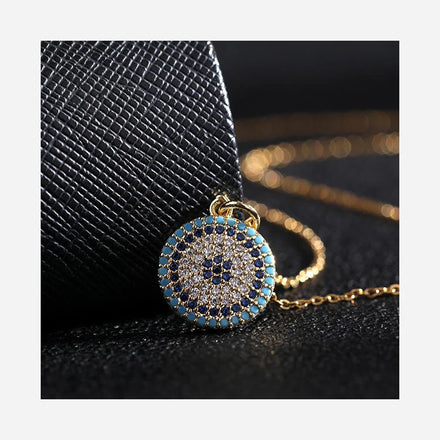 BINSHUO Bohemian Brass Micro Inlaid Zircon Jewelry Blue Crystal Rhinestone Turkish Evil Devil's Eye Pendant Charms Necklaces