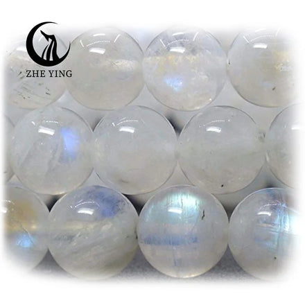 Zhe Ying 6mm 8mm Moonstone Beads Natural Stone Gemstone Necklace Peach Grey Moonstone Jewelry Stone rainbow Moonstone Beads
