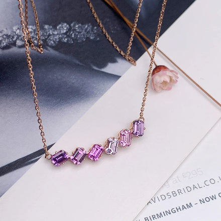 Classic Natural Sapphire 18k Real Gold Necklace