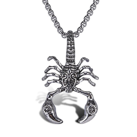 Punk Retro Style Vkng Gold Jewelry Stainless Steel Popular Scorpion Texture Pendant Necklace Jewelry