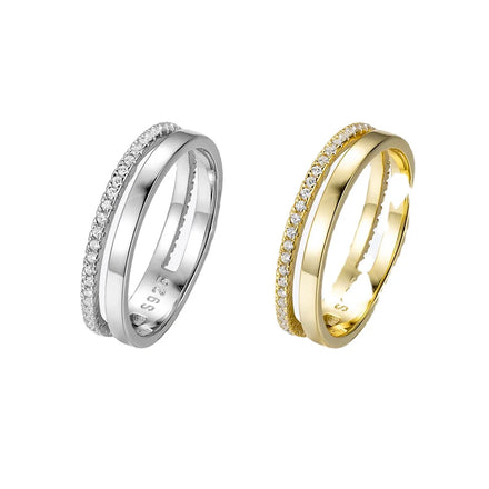 FUAMAY 925 Sterling Silver Dual Wedding Ring White and Gold Bands for Parties & Anniversaries