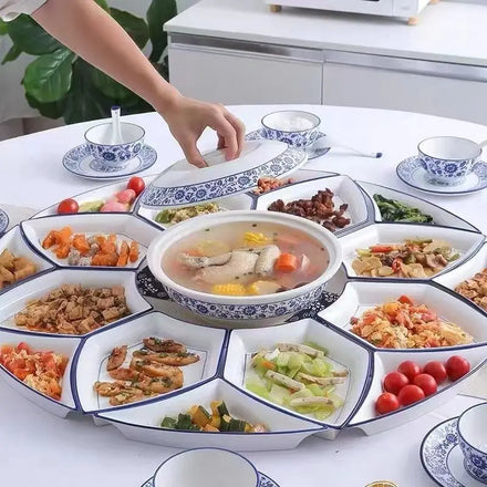 High-Grade Ceramic Rustic Design Customized Pattern Tableware Set Plate Dish Platter for Home Plating Parties Weddings Family
