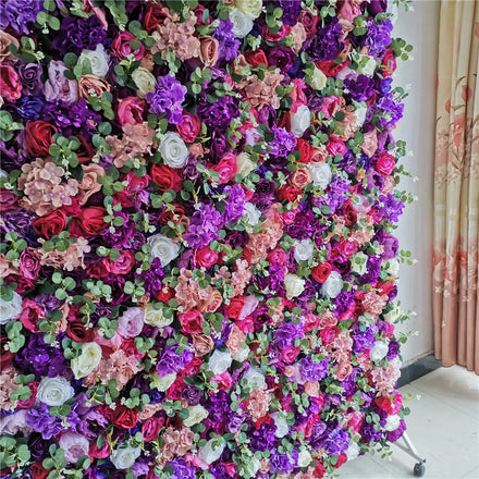SPR Bridal Bouquet 3D Silk Finished Artificial Rose Hydrangea Peony Flower Wall for Wedding Stage Backdrop Decoration