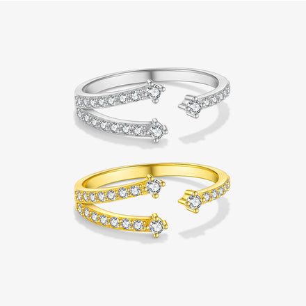 FUAMAY Shiny Zirconia Wedding Ring for Women Classic Orsi Bague De Fiancaille Open Rings for Jewelry Silver for Daily Wear