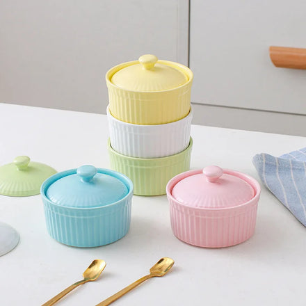 125ml Colorful Porcelain Souffle Ramekins Oven Ceramic High-resistance Stewing Cup Dessert Baking Bowl Egg Custard Mini Pot