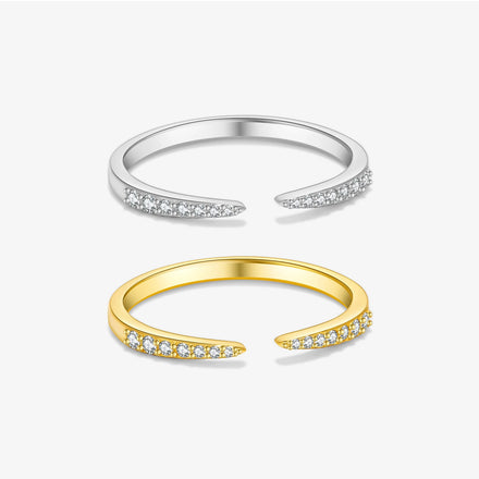 FUAMAY 1.8mm Dainty Eternity Band Classic Platinum Open Ring with Adjustable 925 Sterling Silver for Women's Wedding and Party