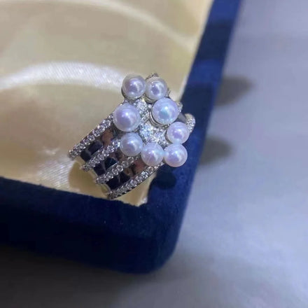 R1098 3-5mm Natural Freshwater Pearl Ring Accessory 925 Sterling Silver Adjustable Size Engagement Jewelry Ring for Women