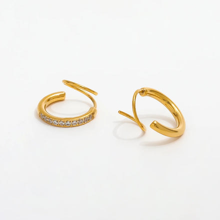 Fenny 18K Gold-plated Waterproof Fashion Zirconia Pave Spiral Hoop Earring Wholesale Stainless Steel Ladies Jewelry