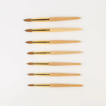 High Grade Wood Handle Kolinsky Hair Brushes #8-#20 for Professional Nail Use
