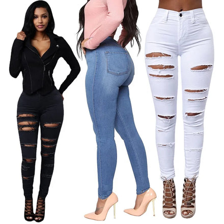 Womens Skinny Jeans Stretch Colombian Butt Lifting Pencil Pants Ripped Straight Leg Trousers Denim Leggings Mom Jeans