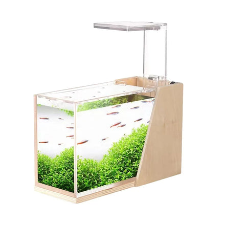 Acrylic & Plastic Mini Aquarium Fish Tank for Office Desktop with LED Touch Light for Home/Office Pet Fish