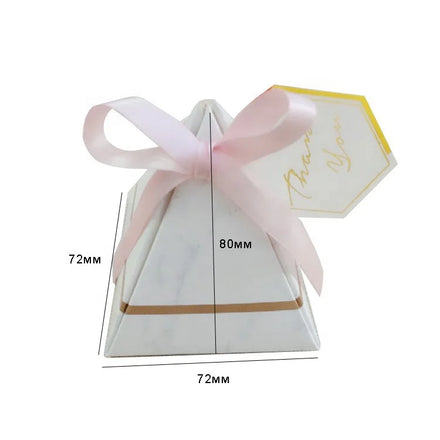 Chinese Manufacturers Hot Sale Folders Yiwu Supplier Wholesale New Marble Design Empty Pyramid Weeding Candy Boxes for Door Gift