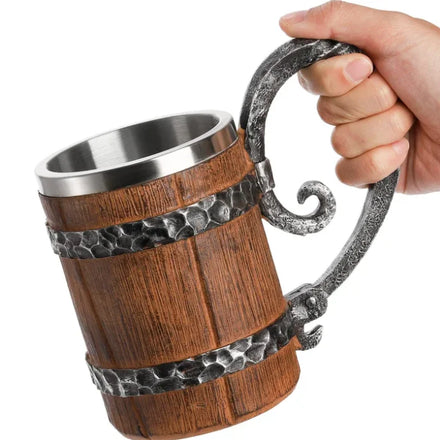 Medieval Wooden Cup WJA27 Jarra Cervecera Retro Viking Drinking Antique Mug Customizable Stainless Steel Resin Mug