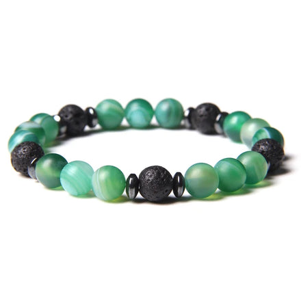 New Fashion 8mm Frost Dull Natural Stone Gemstone Lava Beaded Elastic Bracelet for Women JBS12325