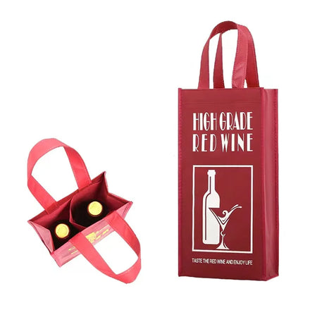 Wholesale Non-Woven Embossed Single Double Reusable Wine Bottle Bags for Whisky/Beer/Champagne with Drawstring Closure