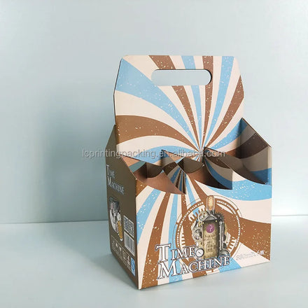 Custom Printed Corrugated Box Anti Spill Cup Holder 4 Packs Beer Packaging Box Take Away Beverage Box with Handle