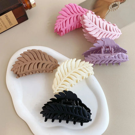 Korean Elegant Design Hair Clamps for Women New Colors Unique Leaf Shaped Claw Hair Clip for Ponytail for Girls