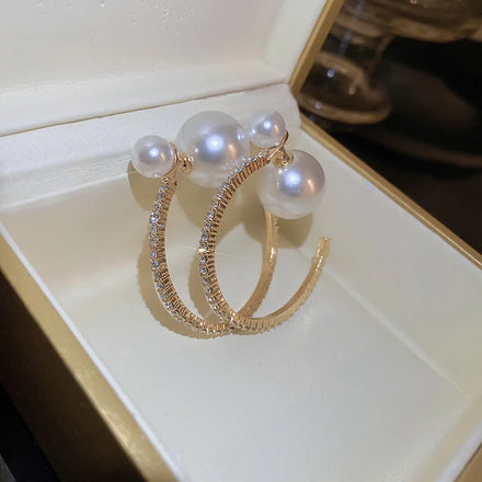 Silver Needle Geometric Pearl Diamond Earrings French Ins Fashion Atmosphere Earrings Net Red Temperament Earrings Wholesale