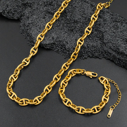 Messia High Grade Stainless Steel Trendy Gift Unisex Jewelry Punk Hiphop Wedding Gold Plated studded Chain Design Bracelet