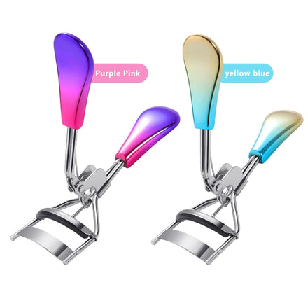 Top Sellers Gradient Color Stainless Steel Eyelash Curler with Silicone Pad Private Label Portable Eyelash Perm
