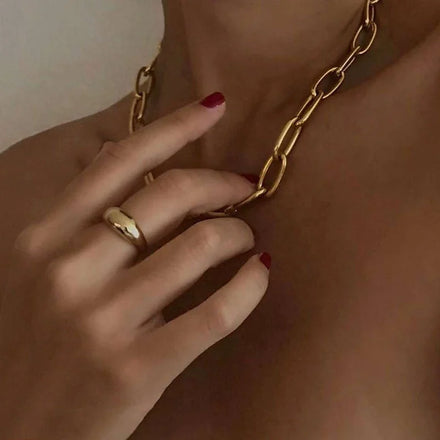 Permanent Jewelry Wholesale 18k Gold Plated Chunky Link Chain Necklace Stainless Steel Jewelry for Women