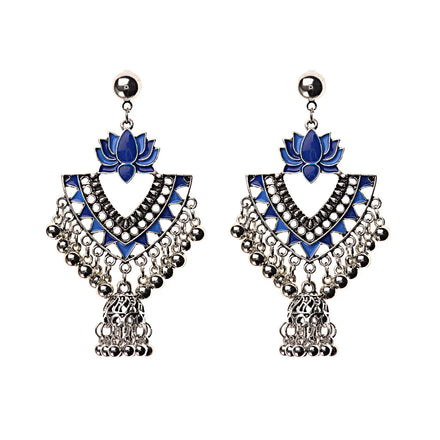 Egypt Turkish Classic Antique Round Alloy Long Chain Tassel Jhumka Earrings Indian Dangle Drop Earrings for Women