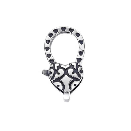 Oxidized Sterling Silver Textured Patterned Clasps Love Heart Necklace Clasp Lock Jewelry