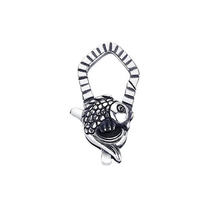 Oxidized Silver Fish Diamond Shape Necklace Closures 925 Sterling Lobster Clasp Unique Findings Lock Woman Jewelry Connector