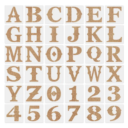 36pcs Alphabet Letter Number Templates Reusable 6 Inch Letter Stencils for Painting on Wood