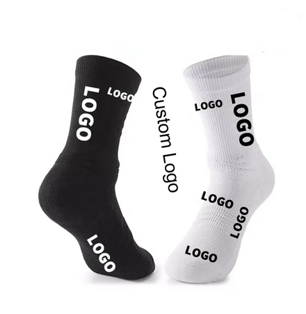 Jacquard White Black Men Custom Sport Socks Custom Design Logo Embroidered Adult Casual Customized Knitted Cotton Socks