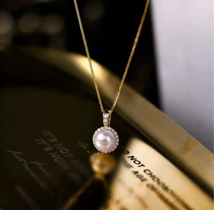 Women's High-Grade 9-10mm Freshwater Pearl Necklace with Sunflower Natural Color Pendant & Customizable Jewelry