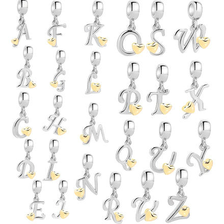 Wholesale Plata 925 Sterling Silver Heart Letter A-Z Alphabet Pendant Letter Charm Fit for Women Necklace & Bracelet Diy