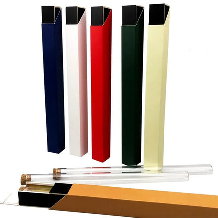 New Gift Paper Tube Luxury Square Cardboard White Black Incense Box with Glass Tube