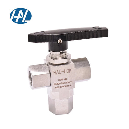 Stainless Steel Manual Gas Instrumentation 3 Way NPT Female Ball Valve 1/4in