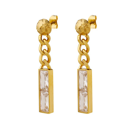 Wholesale Rectangular Pendant with Zirconia Fashion Earrings Jewelry