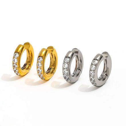 Fenny 18K Gold-plated Ready to Ship Light Luxury Zirconia Pave Cuff Earring Wholesale Stainless Steel Ladies Jewelry