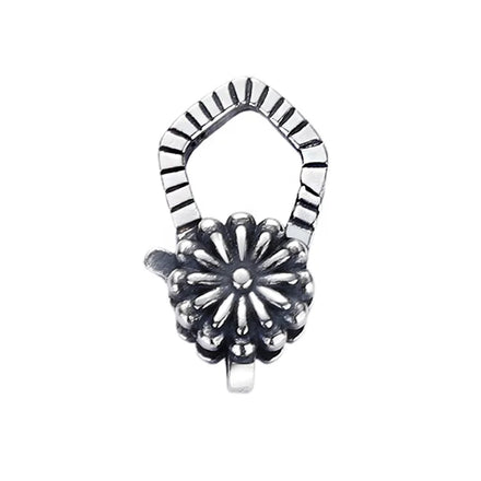 Manual Polishing Oxidized 925 Sterling Silver Daisy Flower Clasp Silver Necklace Link Lock Enhancer Charms Jewelry