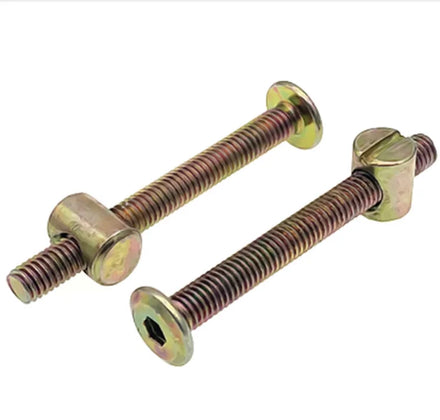 M6 M8 60mm 80mm Furniture Hardware Hex Socket Flat Head Screws Barrel Nuts Connecting Bolts Chamfer Head for Bed Book Cabinet