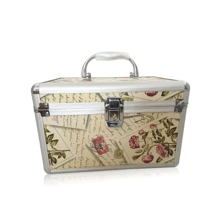 Hengxin Factory Direct Floral Aluminum Makeup Storage Box Fashion Cosmetic Case Open Closure Open Drawer Easy Access Model