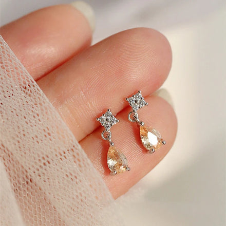 14K Gold Plated OEM ODM Design Women Big CZ Tear Drop Earrings