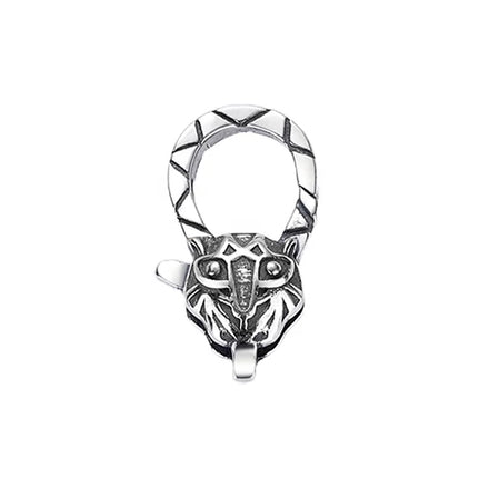 Oxidized Sterling Silver Wild Animal Lobster Clasp Punk Enhancer Charms Holder Lock Necklace Clasp Lock Jewelry