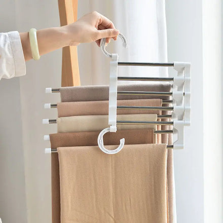 Multifunction Plastic Pants Hanger Space Saving Foldable Stainless Steel Pants Hangers for Clothes Hangers